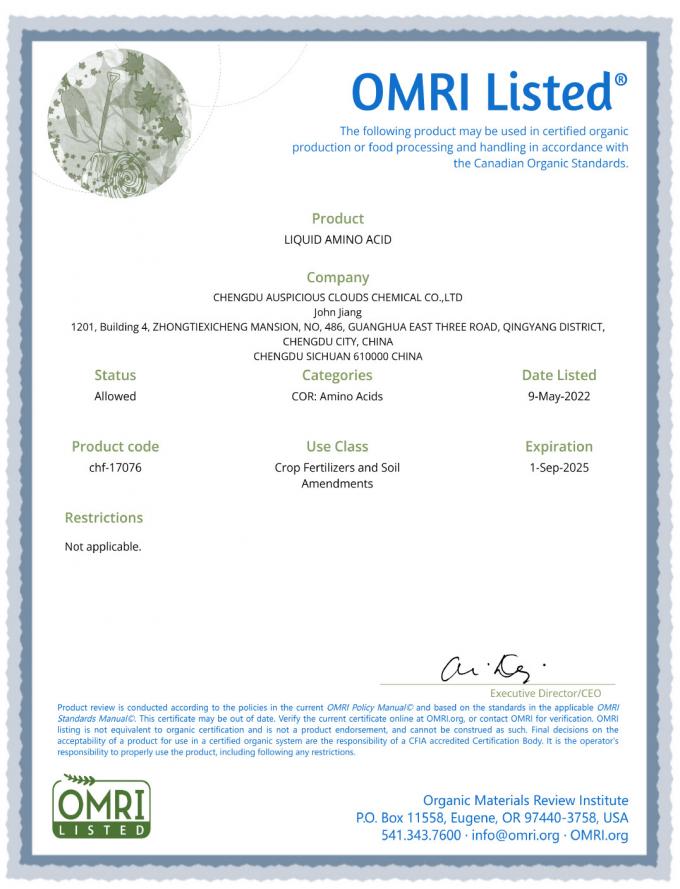 OMRI Listed Liquid Calcium — Organic Fertilizer for Soil & Foliar Use